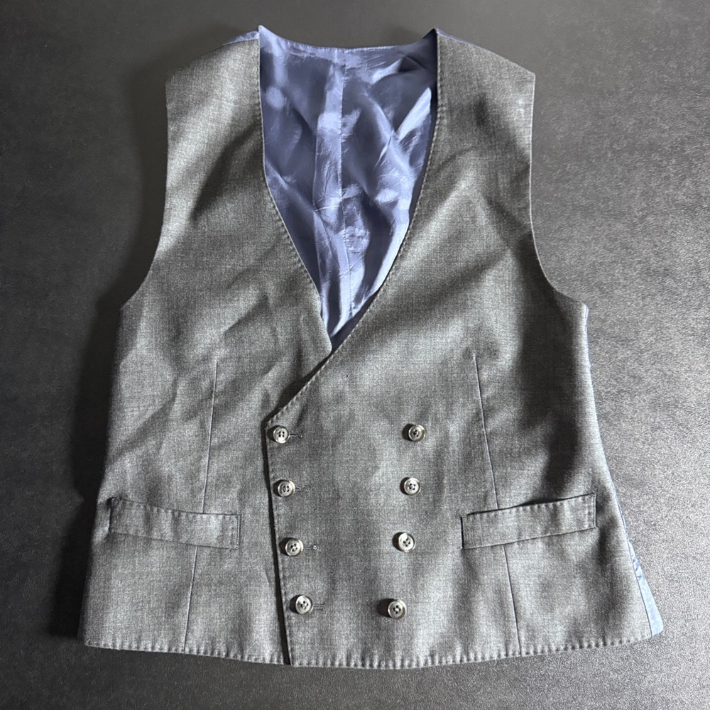 Suitsupply Vest Mens 23 34S XS Gray Double Breasted Ferrara Wool Vitale Barberis